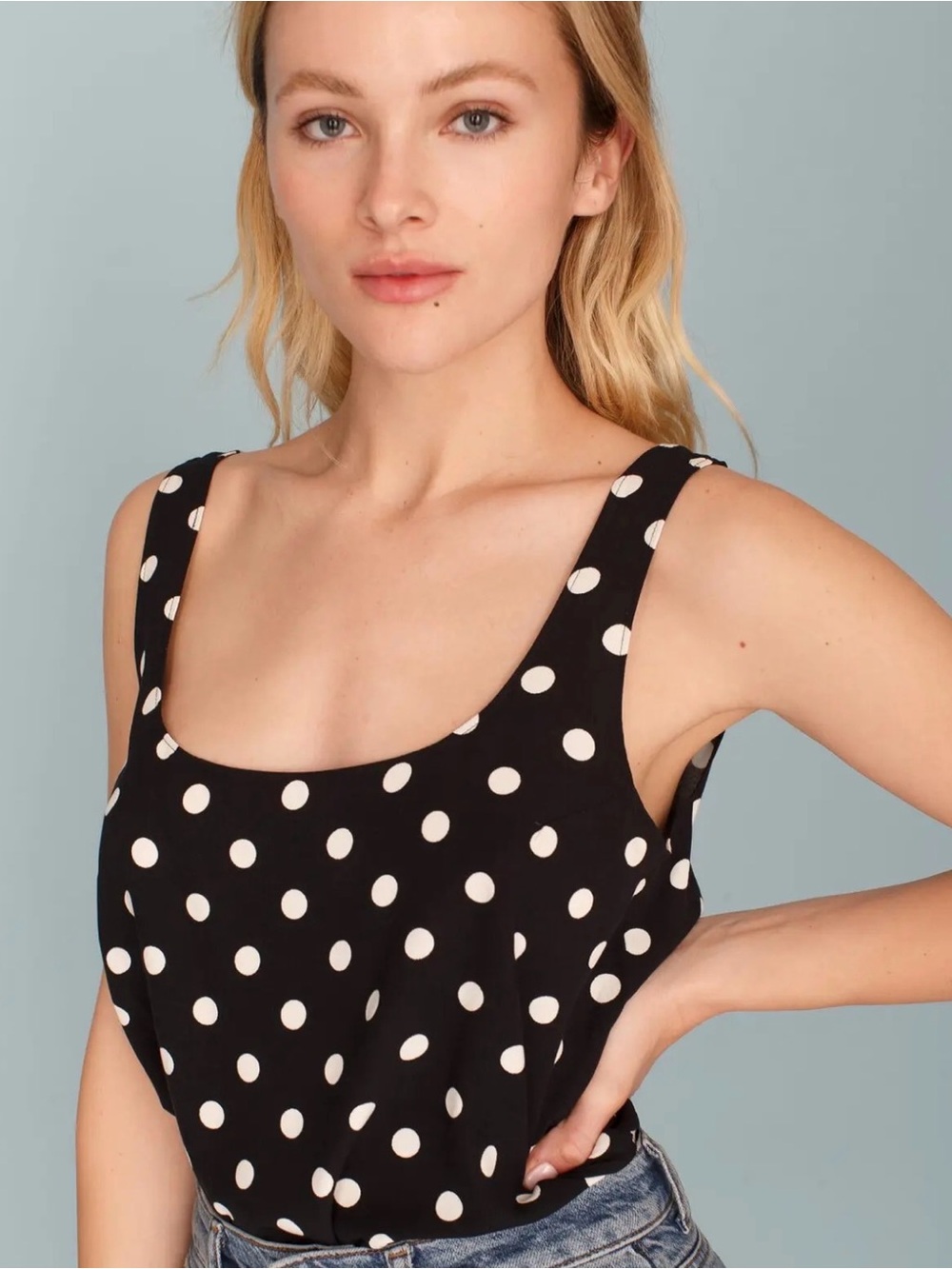 Reformation Jeans | Lynn Top | Sleeveless Challis Polka dot